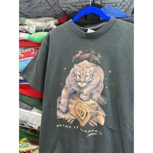 Vintage Anvil Mountain Lion Graphic T Shirt Black Single Stitch 90s Men M